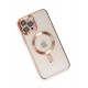 Newface iPhone 12 Pro Kılıf Kross Magneticsafe Kapak - Rose