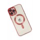 Newface iPhone 12 Pro Max Kılıf Kross Magneticsafe Kapak - Kırmızı