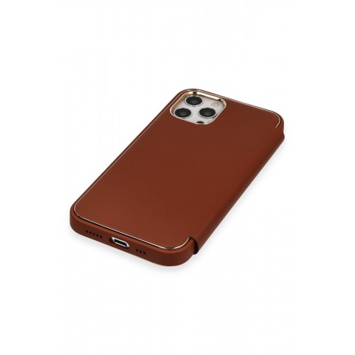 Newface iPhone 12 Pro Kılıf Dolpin Kapaklı - Kahverengi Newface iPhone 12 Pro Kılıf Dolpin Kapaklı - Kahverengi