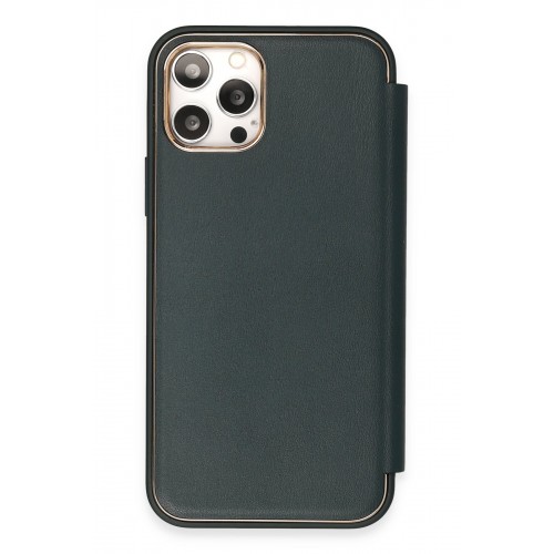 Newface iPhone 12 Pro Kılıf Dolpin Kapaklı - Koyu Yeşil Newface iPhone 12 Pro Kılıf Dolpin Kapaklı - Koyu Yeşil