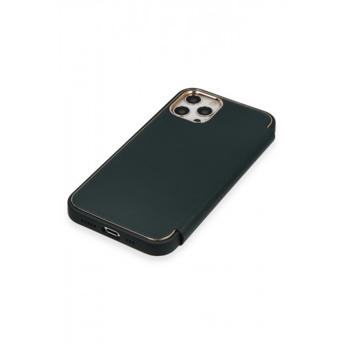 Newface iPhone 12 Pro Kılıf Dolpin Kapaklı - Koyu Yeşil Newface iPhone 12 Pro Kılıf Dolpin Kapaklı - Koyu Yeşil