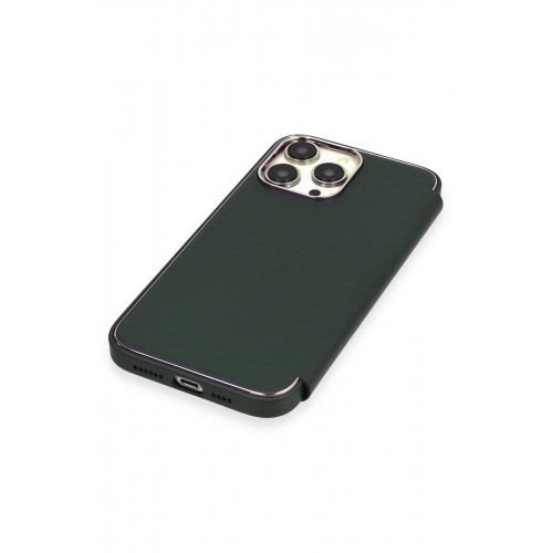 Newface iPhone 14 Pro Kılıf Dolpin Kapaklı - Koyu Yeşil Newface iPhone 14 Pro Kılıf Dolpin Kapaklı - Koyu Yeşil