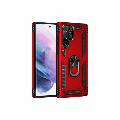 Newface Samsung Galaxy S22 Ultra Kılıf Sofya Yüzüklü Silikon Kapak - Kırmızı Newface Samsung Galaxy S22 Ultra Kılıf Sofya Yüzüklü Silikon Kapak - Kırmızı