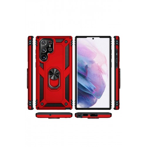 Newface Samsung Galaxy S22 Ultra Kılıf Sofya Yüzüklü Silikon Kapak - Kırmızı Newface Samsung Galaxy S22 Ultra Kılıf Sofya Yüzüklü Silikon Kapak - Kırmızı