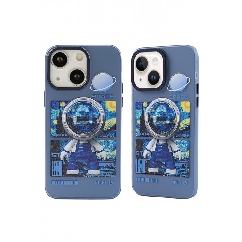 Newface iPhone 14 Kılıf Prada Desenli Kapak - Prada Mavi - 1 Newface iPhone 14 Kılıf Prada Desenli Kapak - Prada Mavi - 1