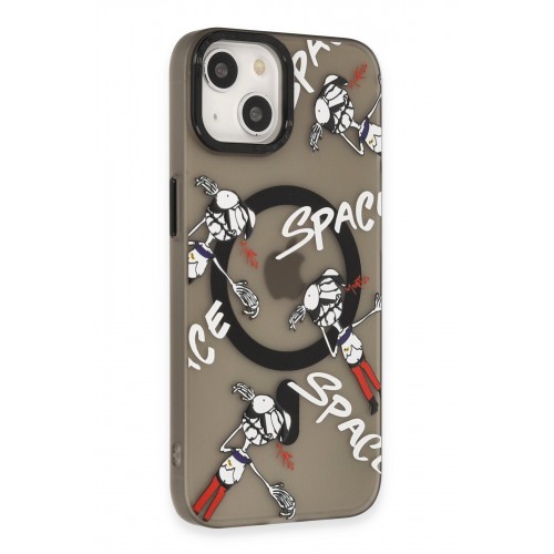 Newface iPhone 14 Kılıf Apollo Magneticsafe Desenli Kapak - Apollo Siyah - 3