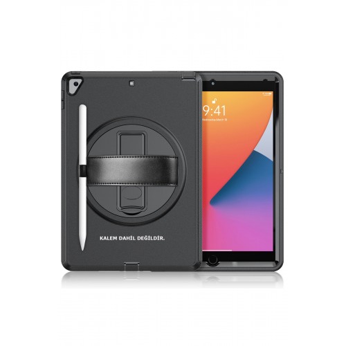 Newface iPad 10.2 (7.nesil) Kılıf Hand Strap Tablet Kılıfı - Siyah Newface iPad 10.2 (7.nesil) Kılıf Hand Strap Tablet Kılıfı - Siyah