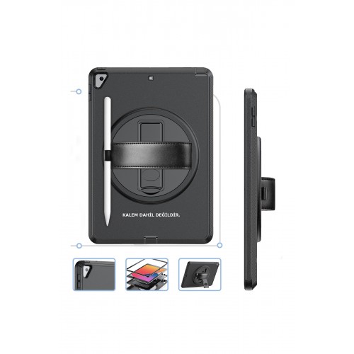Newface iPad 10.2 (7.nesil) Kılıf Hand Strap Tablet Kılıfı - Siyah Newface iPad 10.2 (7.nesil) Kılıf Hand Strap Tablet Kılıfı - Siyah