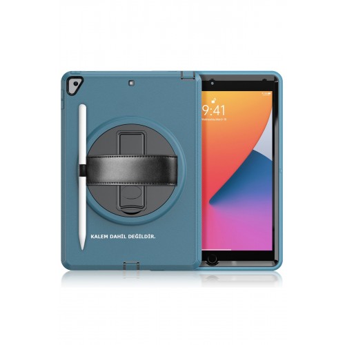 Newface iPad 10.2 (8.nesil) Kılıf Hand Strap Tablet Kılıfı - Turkuaz Newface iPad 10.2 (8.nesil) Kılıf Hand Strap Tablet Kılıfı - Turkuaz