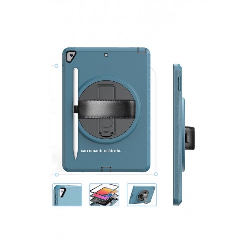 Newface iPad 10.2 (8.nesil) Kılıf Hand Strap Tablet Kılıfı - Turkuaz Newface iPad 10.2 (8.nesil) Kılıf Hand Strap Tablet Kılıfı - Turkuaz