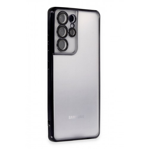 Newface Samsung Galaxy S21 Ultra Kılıf Razer Lensli Silikon - Siyah