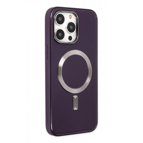 Newface iPhone 13 Pro Kılıf Coco Deri Magneticsafe Silikon - Derin Mor Newface iPhone 13 Pro Kılıf Coco Deri Magneticsafe Silikon - Derin Mor