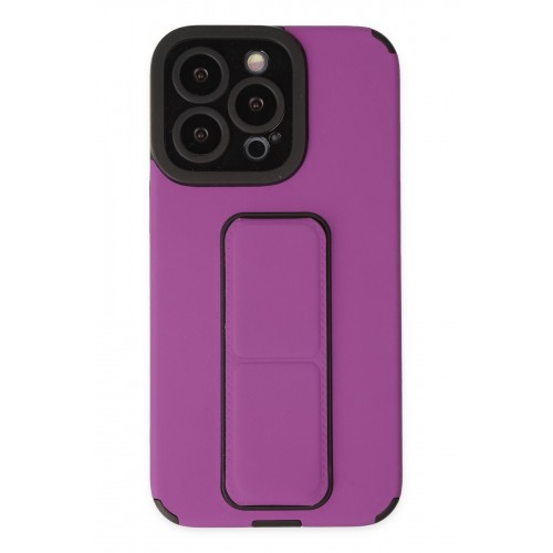 Newface iPhone 13 Pro Max Kılıf Mega Standlı Silikon - Mor