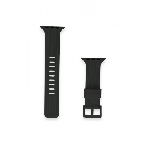Newface Apple Watch 38mm KR408 Çizgili Silikon Kordon - Siyah Newface Apple Watch 38mm KR408 Çizgili Silikon Kordon - Siyah