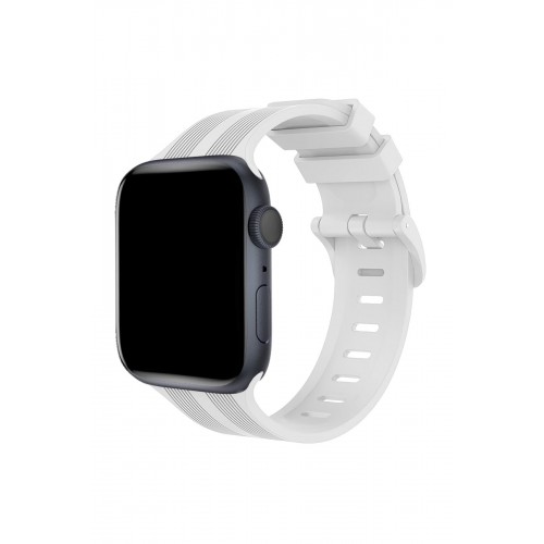 Newface Apple Watch 38mm KR408 Çizgili Silikon Kordon - Beyaz Newface Apple Watch 38mm KR408 Çizgili Silikon Kordon - Beyaz