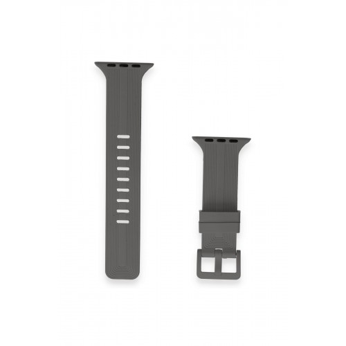 Newface Apple Watch 41mm KR408 Çizgili Silikon Kordon - Koyu Gri Newface Apple Watch 41mm KR408 Çizgili Silikon Kordon - Koyu Gri