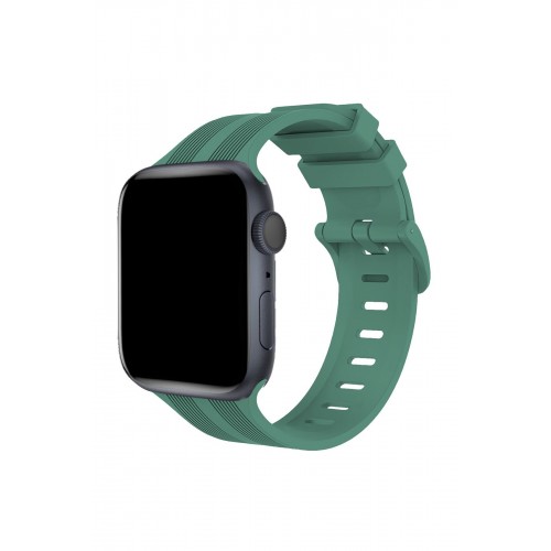 Newface Apple Watch 41mm KR408 Çizgili Silikon Kordon - Yeşil Newface Apple Watch 41mm KR408 Çizgili Silikon Kordon - Yeşil