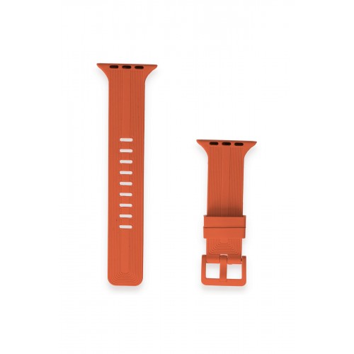 Newface Apple Watch Ultra 49mm KR408 Çizgili Silikon Kordon - Turuncu Newface Apple Watch Ultra 49mm KR408 Çizgili Silikon Kordon - Turuncu