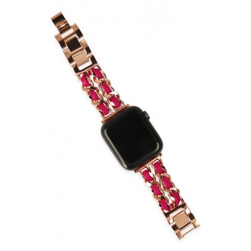 Newface Apple Watch 38mm KR405 Metal Bakla Kordon - Pembe
