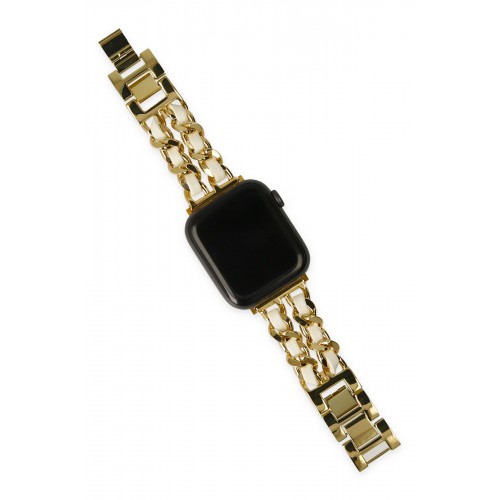 Newface Apple Watch 40mm KR405 Metal Bakla Kordon - Beyaz