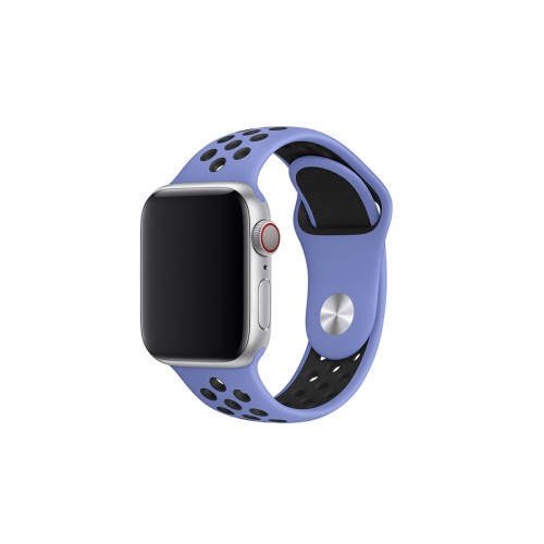 Newface Apple Watch 38mm Spor Delikli Kordon - Lila-Siyah Newface Apple Watch 38mm Spor Delikli Kordon - Lila-Siyah