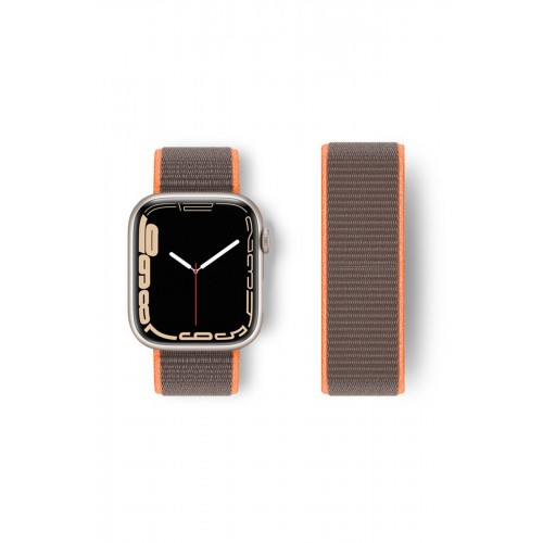Newface Apple Watch 45mm Hasırlı Cırtcırtlı Kordon - Kahverengi