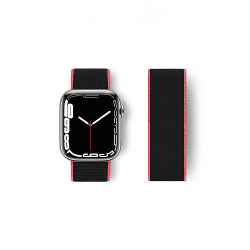 Newface Apple Watch 41mm Hasırlı Cırtcırtlı Kordon - Pembe-Siyah Newface Apple Watch 41mm Hasırlı Cırtcırtlı Kordon - Pembe-Siyah