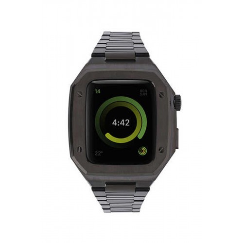 Newface Apple Watch 44mm Metal Petek Kasalı Kordon - Siyah