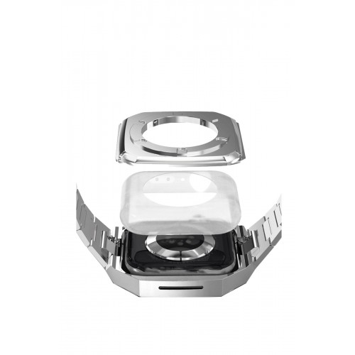 Newface Apple Watch 44mm Metal Petek Kasalı Kordon - Gümüş Newface Apple Watch 44mm Metal Petek Kasalı Kordon - Gümüş