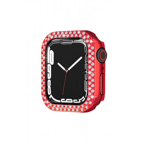 Newface Apple Watch 44mm Taşlı Kasa - Kırmızı Newface Apple Watch 44mm Taşlı Kasa - Kırmızı
