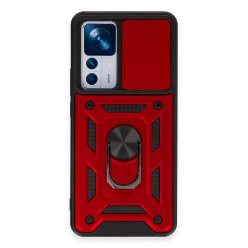 Newface Xiaomi Mi 12T Pro Kılıf Pars Lens Yüzüklü Silikon - Kırmızı