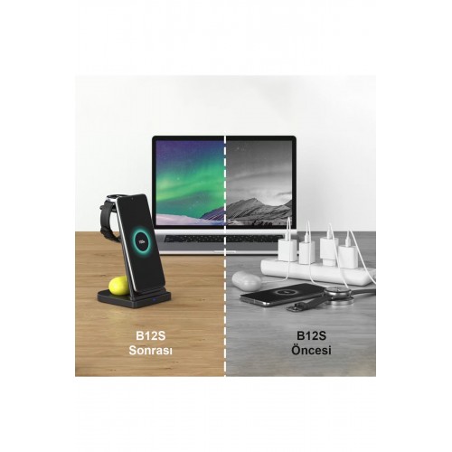 Newface B12S Samsung Kablosuz Şarj Masaüstü Set - Siyah Newface B12S Samsung Kablosuz Şarj Masaüstü Set - Siyah