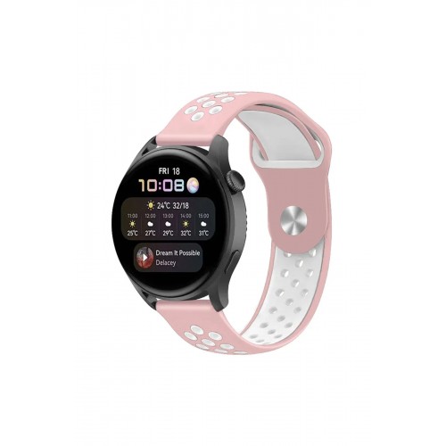 Newface Watch 20mm Spor Delikli Kordon - Pembe-Beyaz