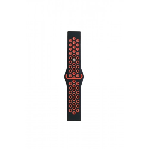 Newface Watch 20mm Spor Delikli Kordon - Siyah-Kırmızı Newface Watch 20mm Spor Delikli Kordon - Siyah-Kırmızı