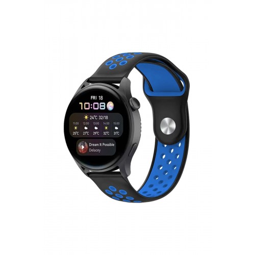 Newface Watch 22mm Spor Delikli Kordon - Siyah-Mavi