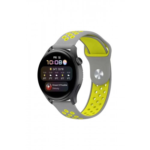 Newface Watch 22mm Spor Delikli Kordon - Gri-Yeşil