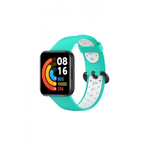 Newface Xiaomi Redmi Watch 2 Spor Delikli Kordon - Turkuaz-Beyaz Newface Xiaomi Redmi Watch 2 Spor Delikli Kordon - Turkuaz-Beyaz