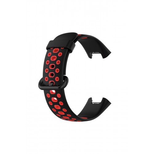 Newface Xiaomi Redmi Watch 2 Spor Delikli Kordon - Siyah-Kırmızı Newface Xiaomi Redmi Watch 2 Spor Delikli Kordon - Siyah-Kırmızı