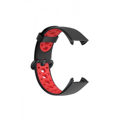 Newface Xiaomi Redmi Watch 2 Spor Delikli Kordon - Siyah-Kırmızı Newface Xiaomi Redmi Watch 2 Spor Delikli Kordon - Siyah-Kırmızı