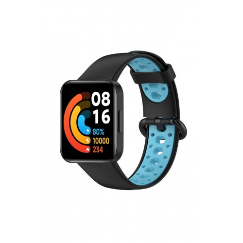 Newface Xiaomi Redmi Watch 2 Spor Delikli Kordon - Siyah-Mavi Newface Xiaomi Redmi Watch 2 Spor Delikli Kordon - Siyah-Mavi