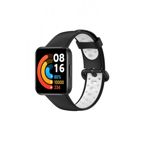 Newface Xiaomi Redmi Watch 2 Spor Delikli Kordon - Siyah-Beyaz Newface Xiaomi Redmi Watch 2 Spor Delikli Kordon - Siyah-Beyaz