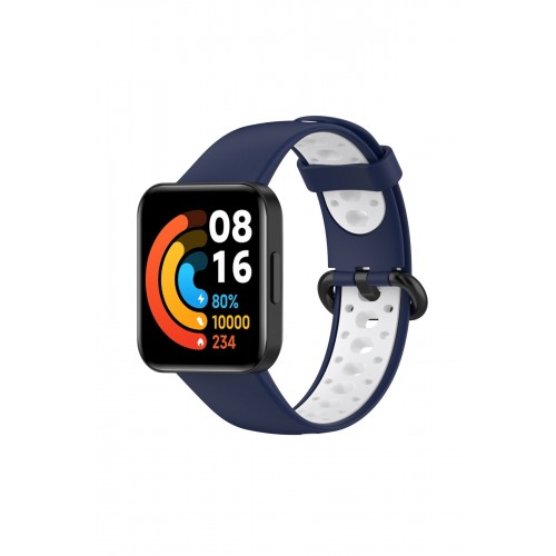 Newface Xiaomi Redmi Watch 2 Spor Delikli Kordon - Lacivert-Beyaz Newface Xiaomi Redmi Watch 2 Spor Delikli Kordon - Lacivert-Beyaz