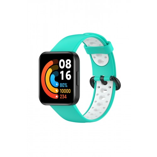 Newface Xiaomi Redmi Watch 2 Lite Spor Delikli Kordon - Turkuaz-Beyaz Newface Xiaomi Redmi Watch 2 Lite Spor Delikli Kordon - Turkuaz-Beyaz