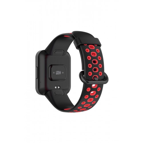 Newface Xiaomi Redmi Watch 2 Lite Spor Delikli Kordon - Siyah-Kırmızı Newface Xiaomi Redmi Watch 2 Lite Spor Delikli Kordon - Siyah-Kırmızı