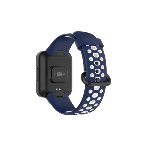 Newface Xiaomi Redmi Watch 2 Lite Spor Delikli Kordon - Lacivert-Beyaz Newface Xiaomi Redmi Watch 2 Lite Spor Delikli Kordon - Lacivert-Beyaz