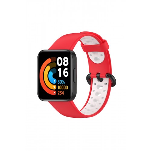 Newface Xiaomi Redmi Watch 2 Spor Delikli Kordon - Kırmızı-Beyaz Newface Xiaomi Redmi Watch 2 Spor Delikli Kordon - Kırmızı-Beyaz