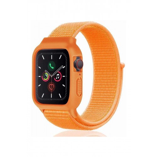Newface Apple Watch 42mm Hasırlı Cırtcırtlı Kasalı Kordon - Turuncu Newface Apple Watch 42mm Hasırlı Cırtcırtlı Kasalı Kordon - Turuncu