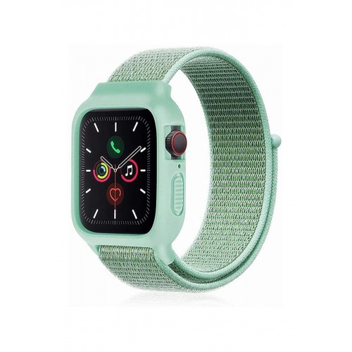 Newface Apple Watch 44mm Hasırlı Cırtcırtlı Kasalı Kordon - Turkuaz Newface Apple Watch 44mm Hasırlı Cırtcırtlı Kasalı Kordon - Turkuaz