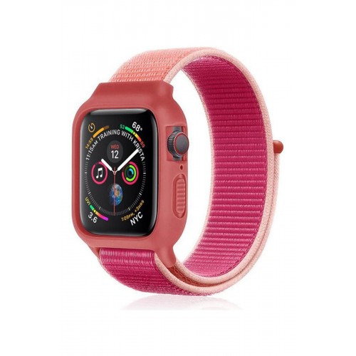 Newface Apple Watch 44mm Hasırlı Cırtcırtlı Kasalı Kordon - Mor Newface Apple Watch 44mm Hasırlı Cırtcırtlı Kasalı Kordon - Mor