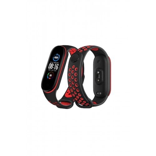 Newface Xiaomi Mi Band 3 Spor Delikli Kordon - Siyah-Kırmızı Newface Xiaomi Mi Band 3 Spor Delikli Kordon - Siyah-Kırmızı